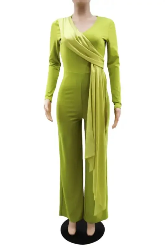 Air Of Sophistication Draped Sash Jumpsuit