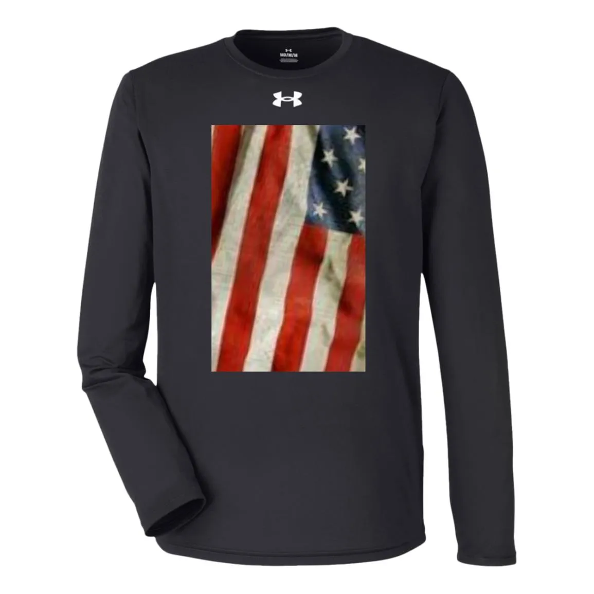 American Flag -- Distressed & Waving -- Under Armour Team Tech Long Sleeve Tee