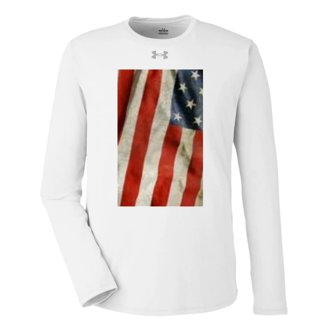 American Flag -- Distressed & Waving -- Under Armour Team Tech Long Sleeve Tee