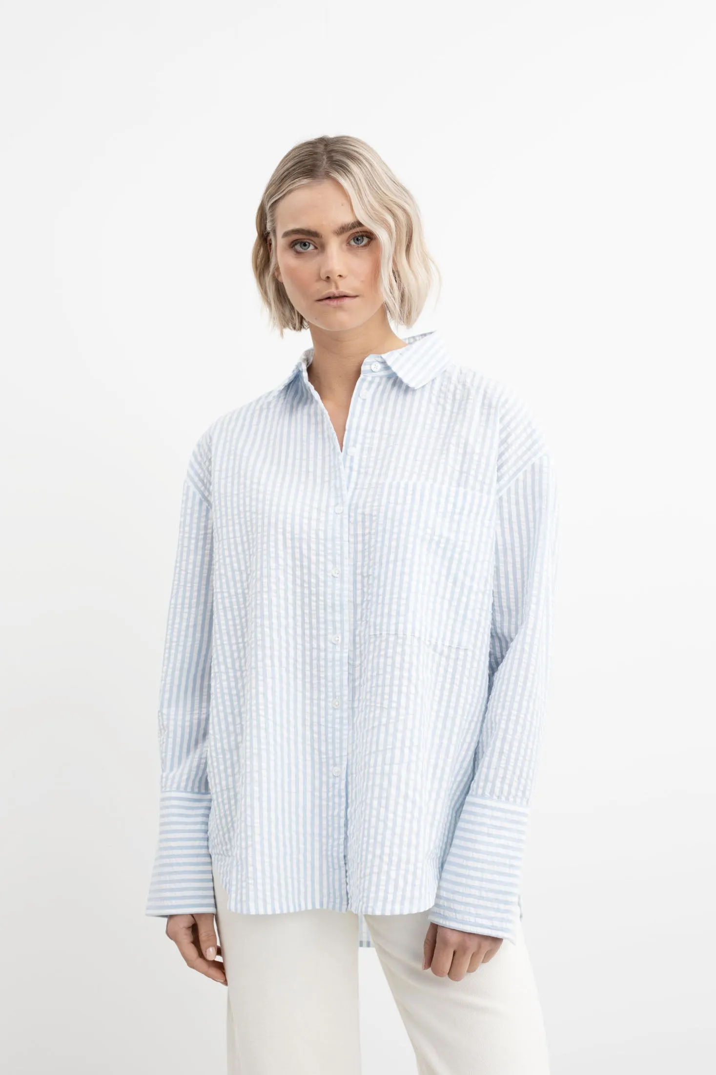 Bibi Crepe Shirt - Soft Blue