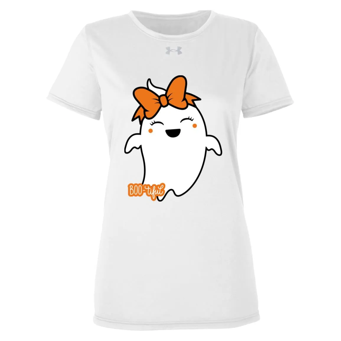 Boo-tiful Ghost with Bow -- Under Armour Women's Team Tech Tee