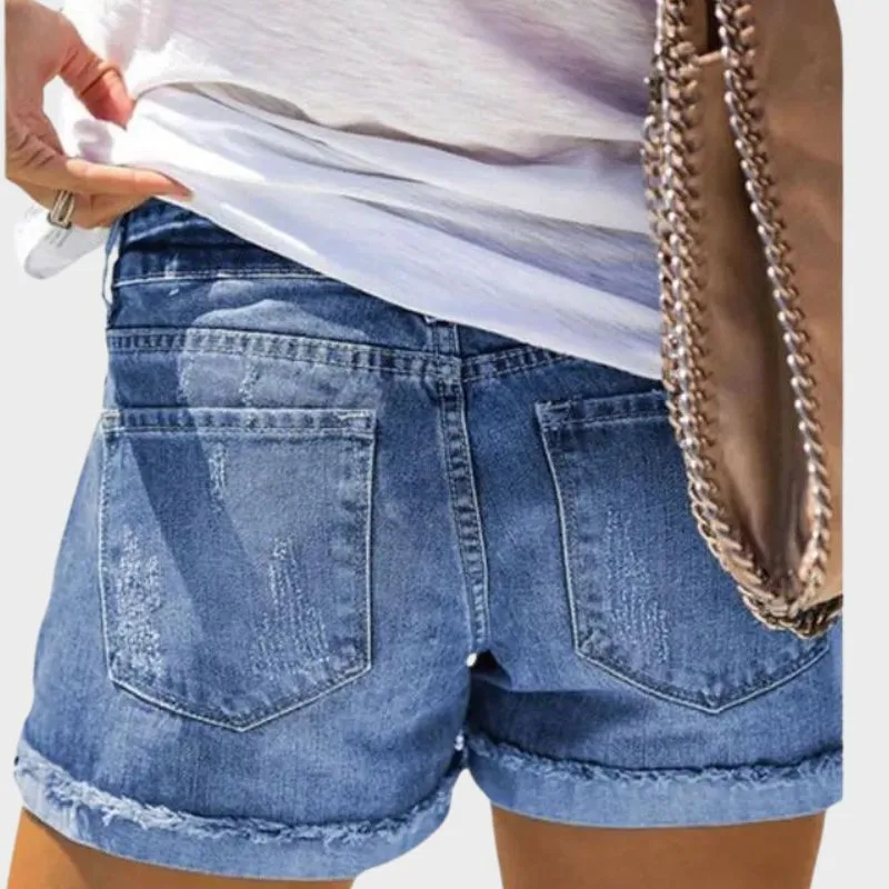 IRIA - Denim Shorts med tryck för kvinnor