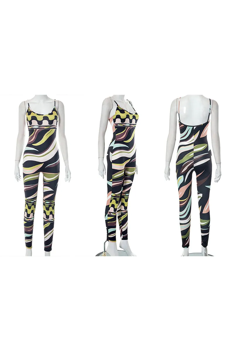 JF0018 Graphic Camisole Jumpsuits