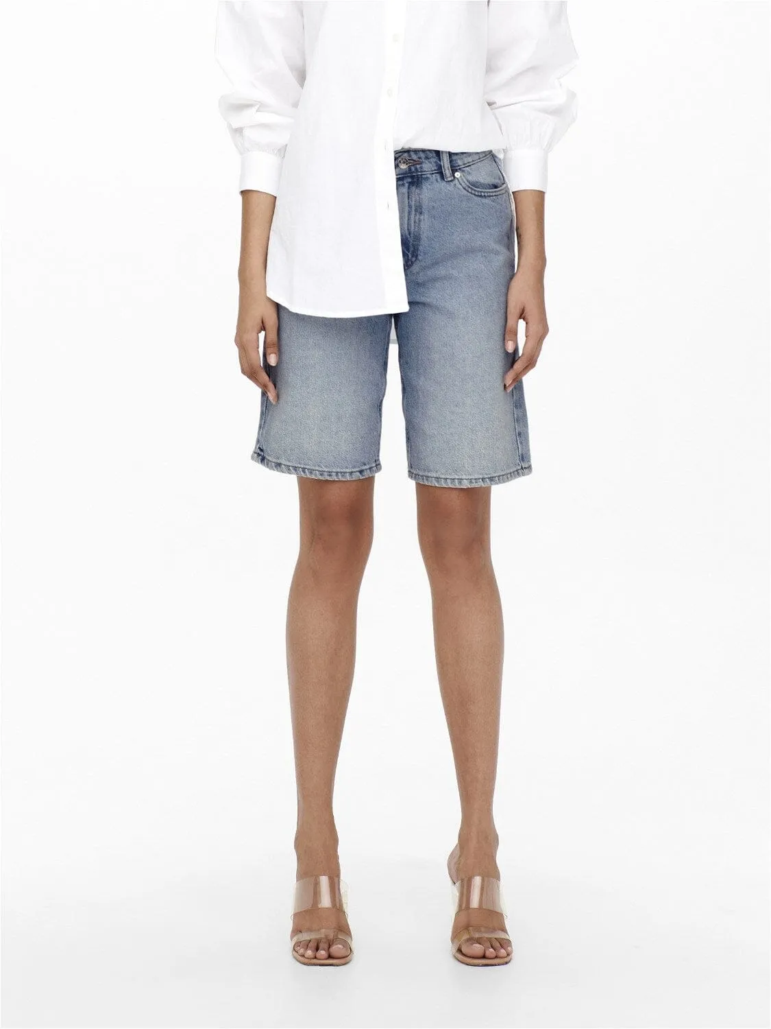 Only - Onlsonny hw wide dnm shorts - Light Blue Denim