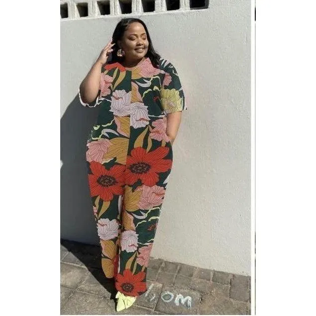 Plus Size Printed Summer Jumpsuits