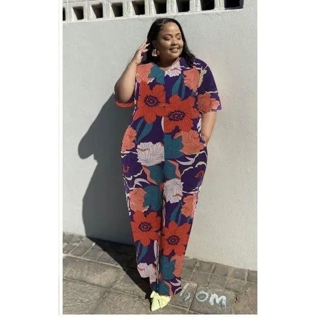 Plus Size Printed Summer Jumpsuits