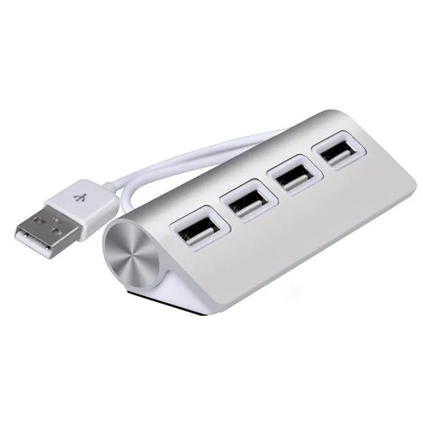 Premium 4 Port Aluminum USB Hub with 11-Inch Shielded Cable