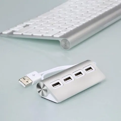 Premium 4 Port Aluminum USB Hub with 11-Inch Shielded Cable