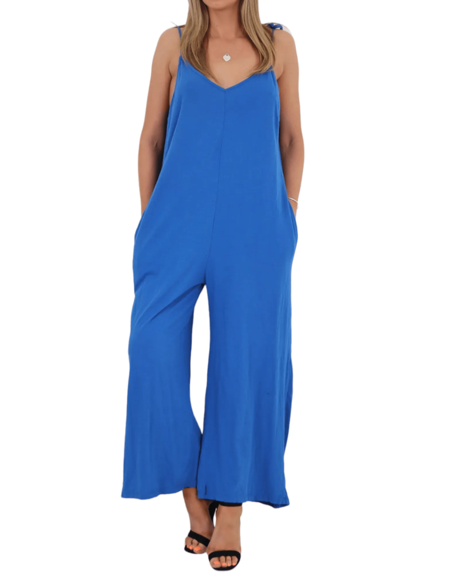 Tie Shoulder Strap Jumpsuits