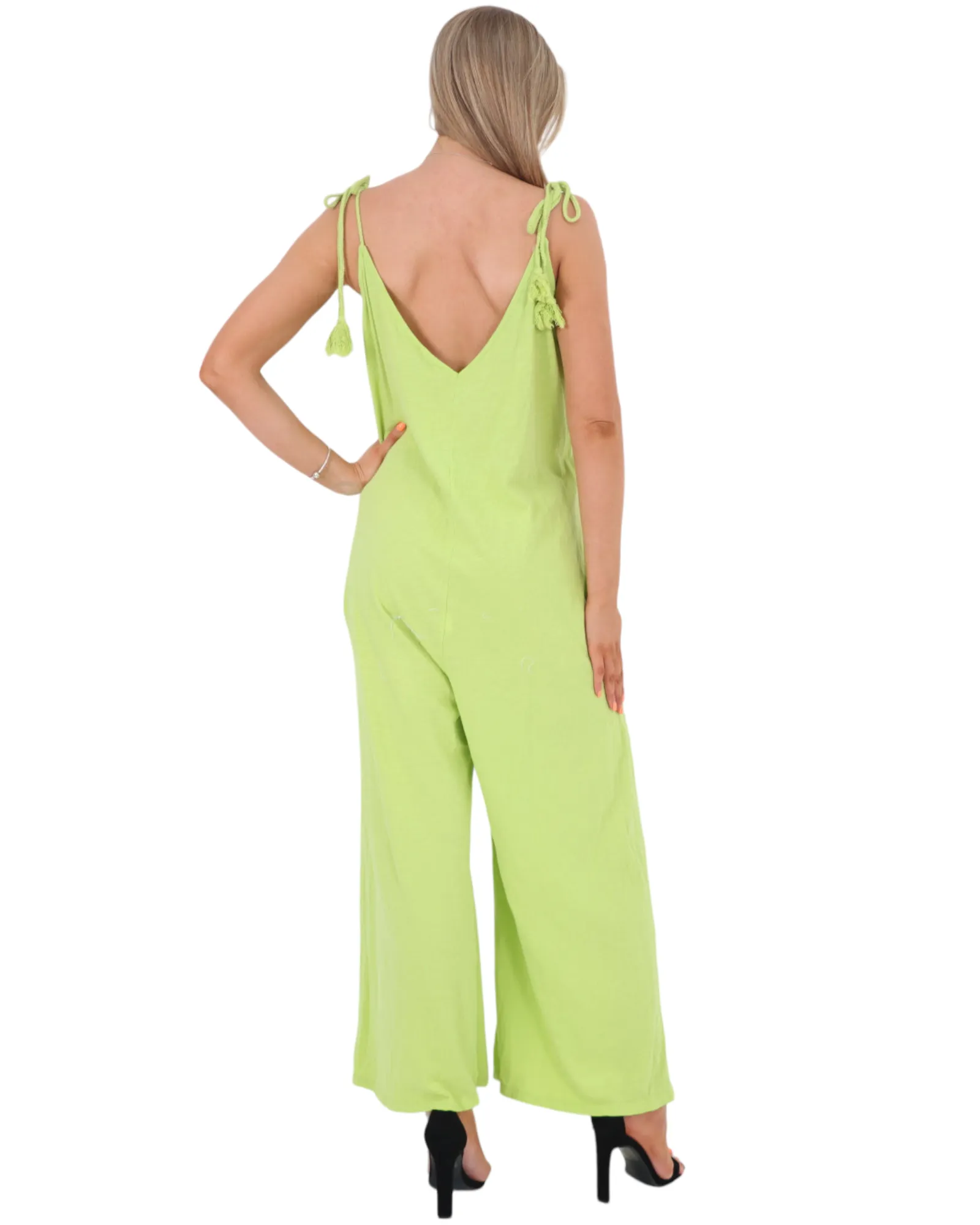 Tie Shoulder Strap Jumpsuits