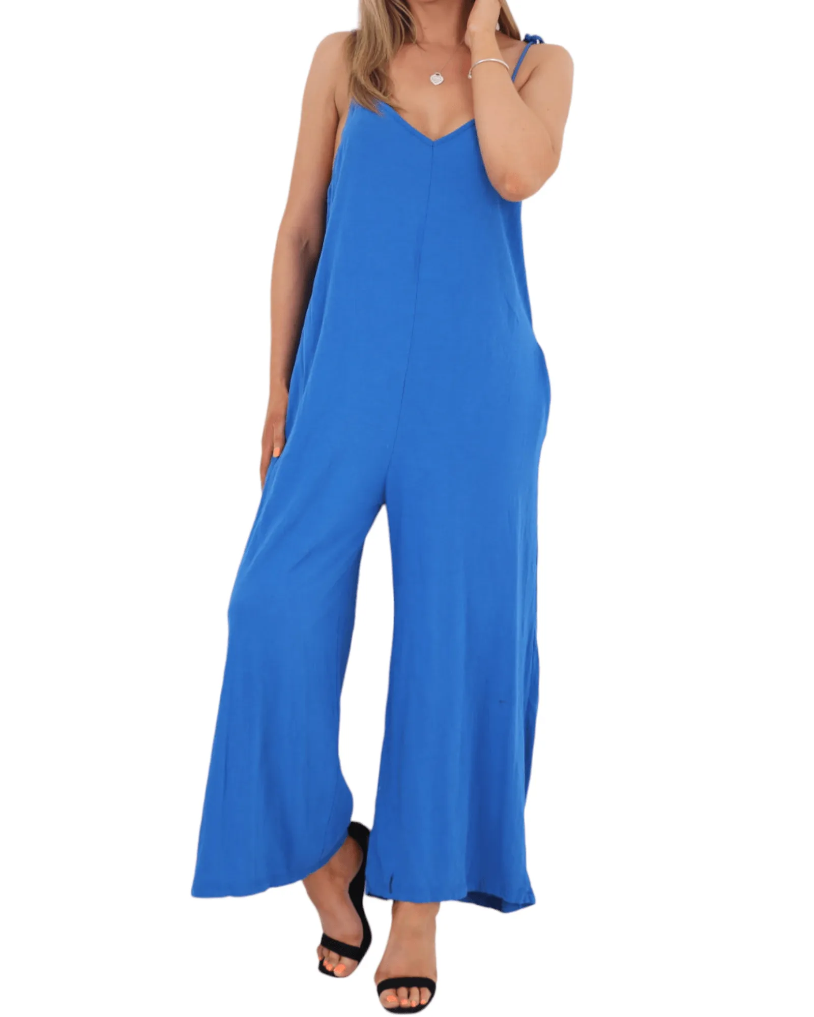 Tie Shoulder Strap Jumpsuits