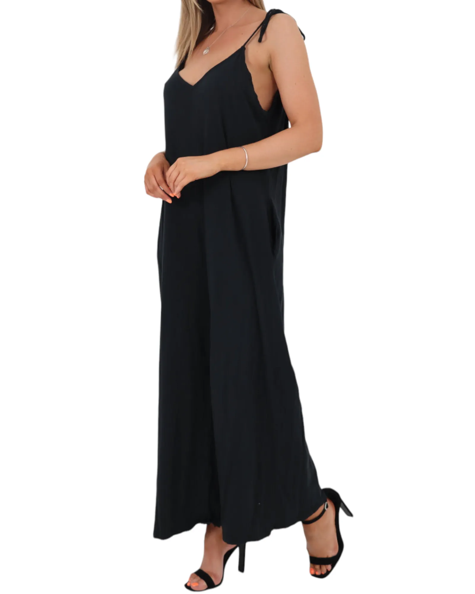 Tie Shoulder Strap Jumpsuits