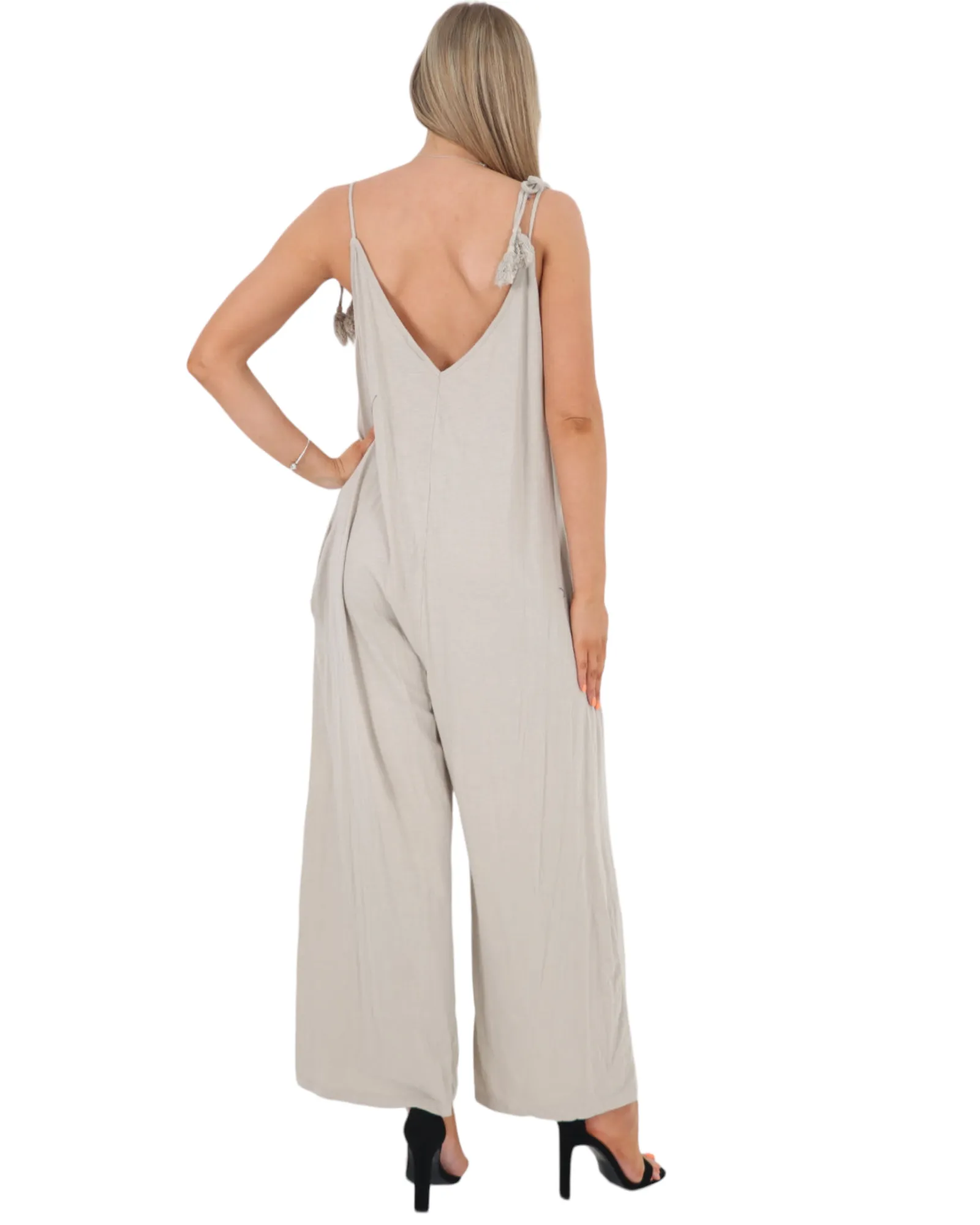 Tie Shoulder Strap Jumpsuits