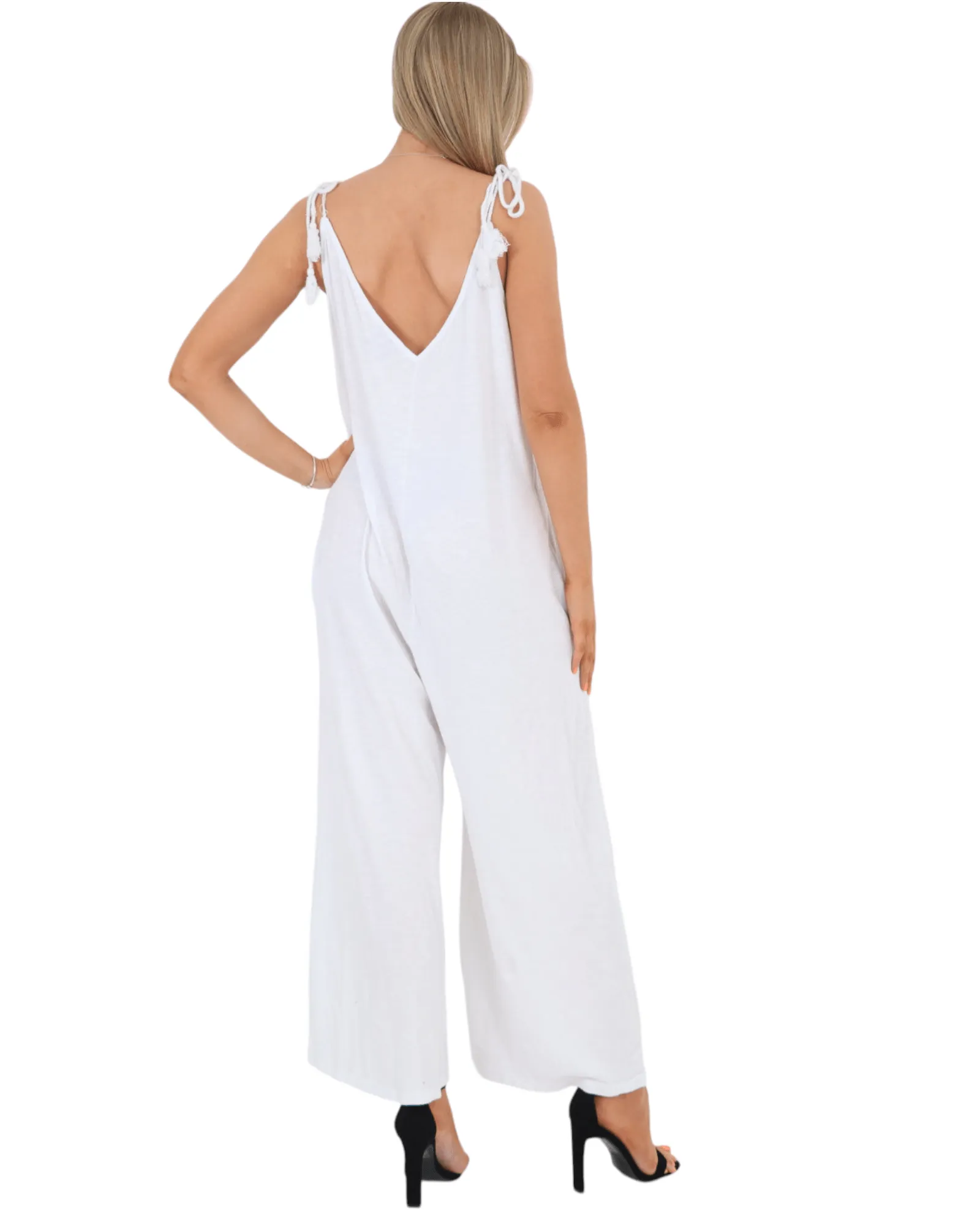 Tie Shoulder Strap Jumpsuits