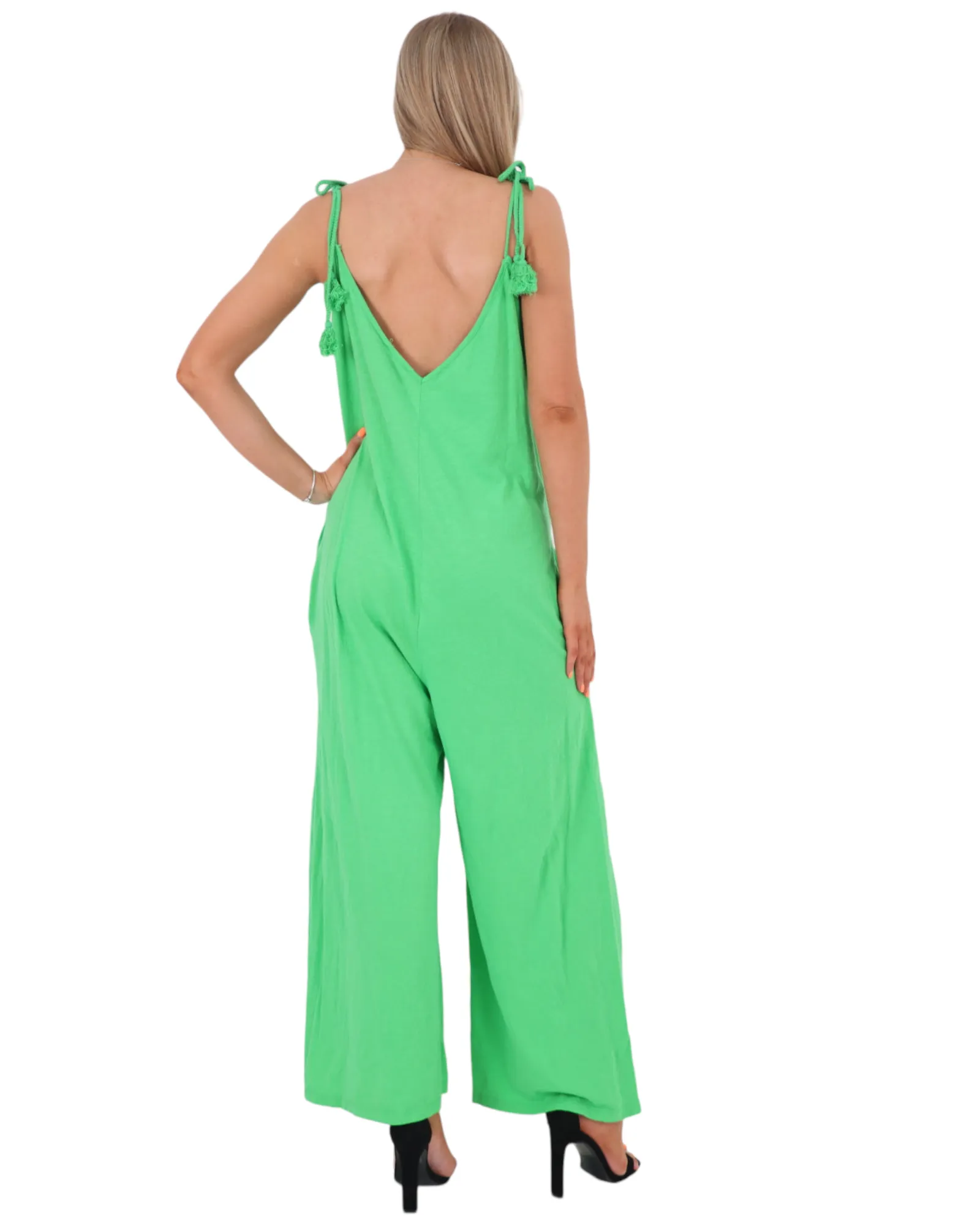 Tie Shoulder Strap Jumpsuits