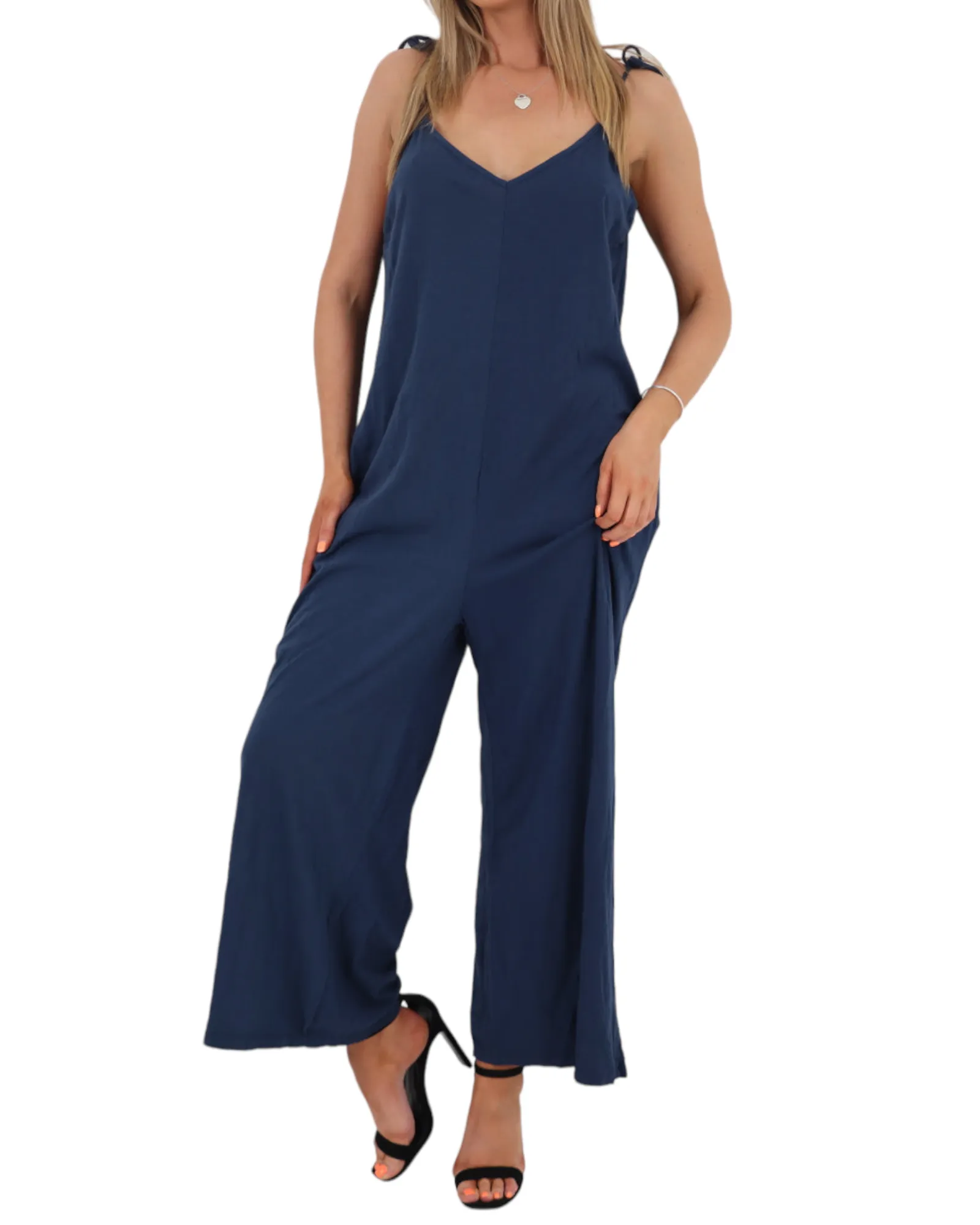 Tie Shoulder Strap Jumpsuits