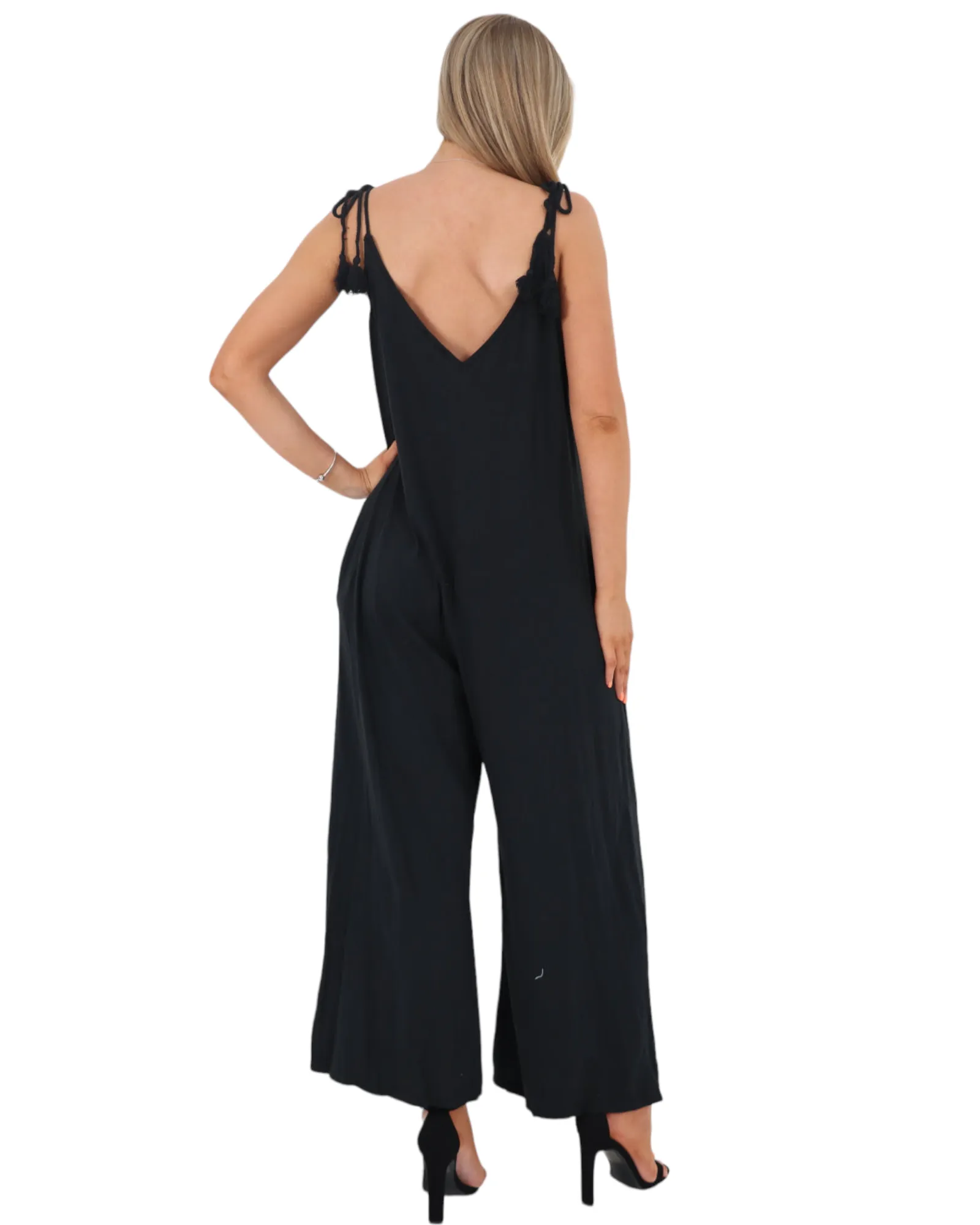 Tie Shoulder Strap Jumpsuits