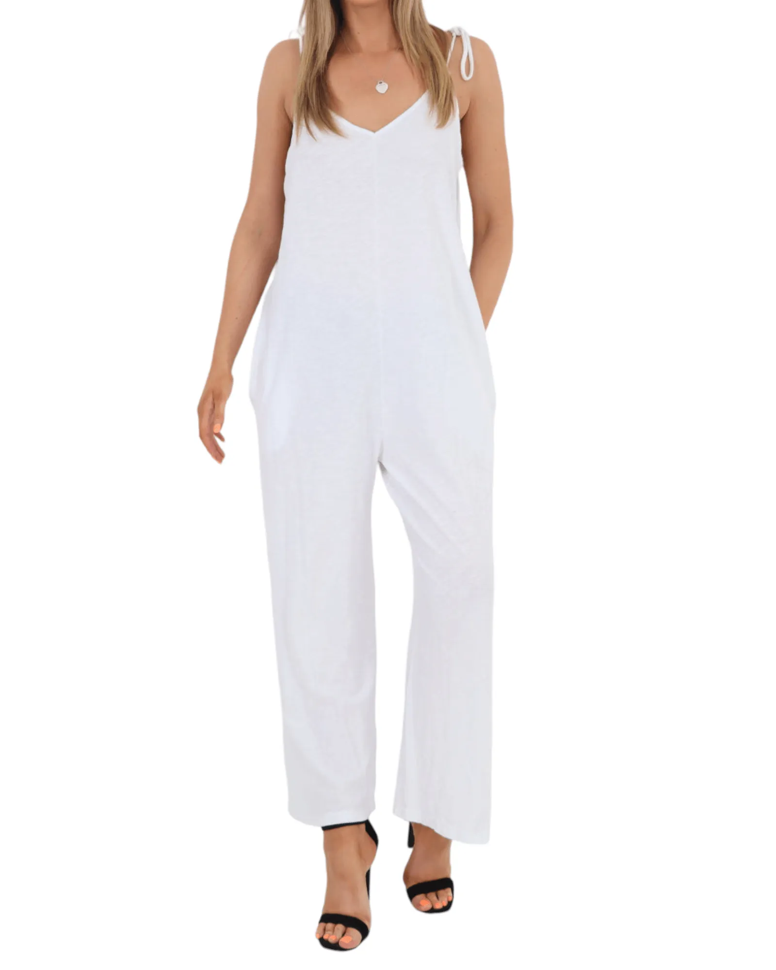 Tie Shoulder Strap Jumpsuits