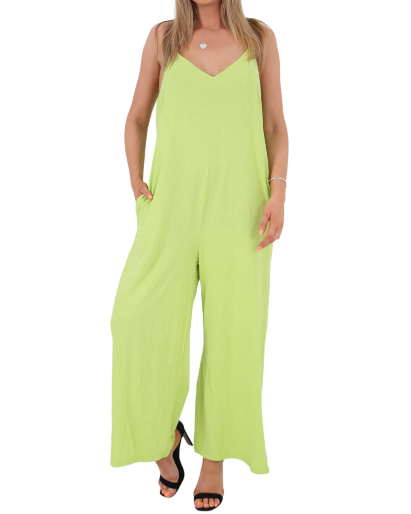 Tie Shoulder Strap Jumpsuits