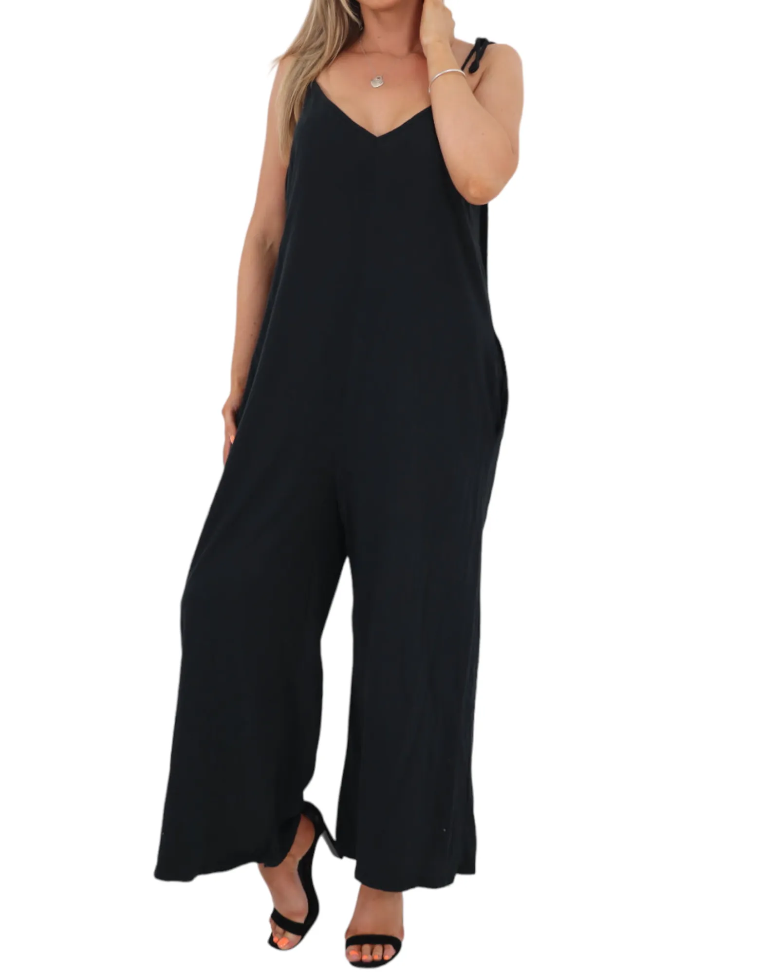 Tie Shoulder Strap Jumpsuits