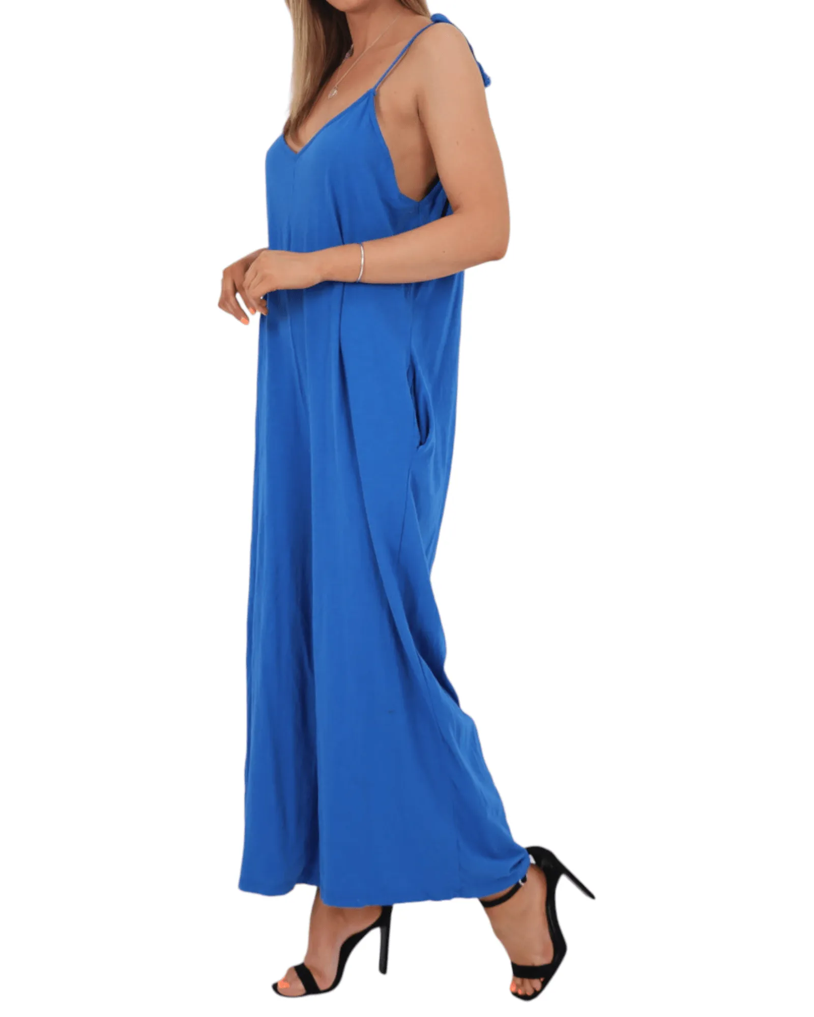 Tie Shoulder Strap Jumpsuits