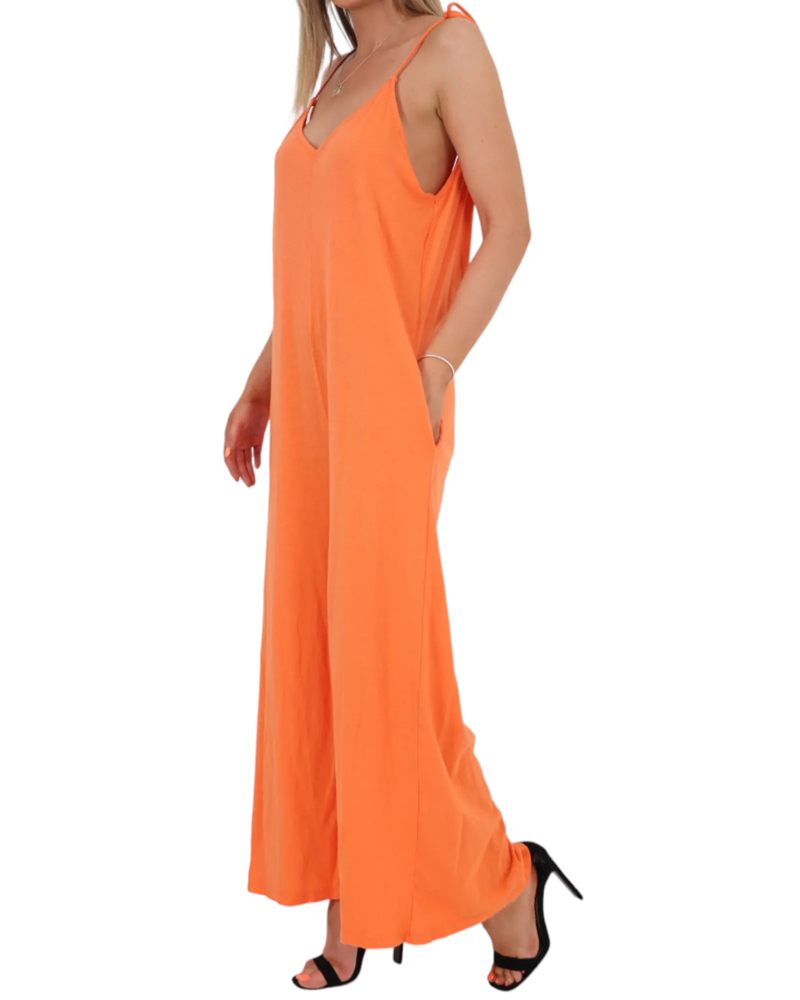 Tie Shoulder Strap Jumpsuits