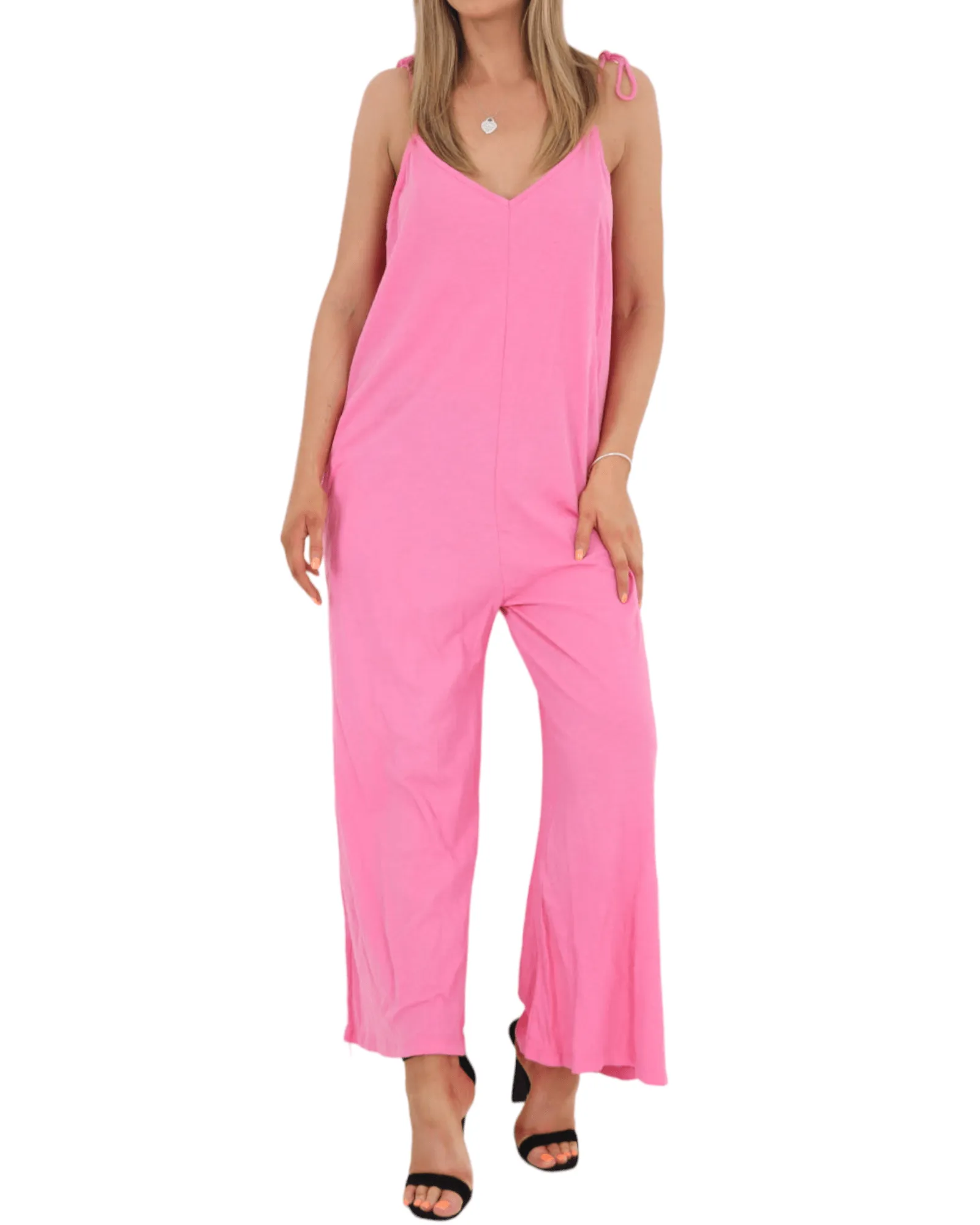 Tie Shoulder Strap Jumpsuits