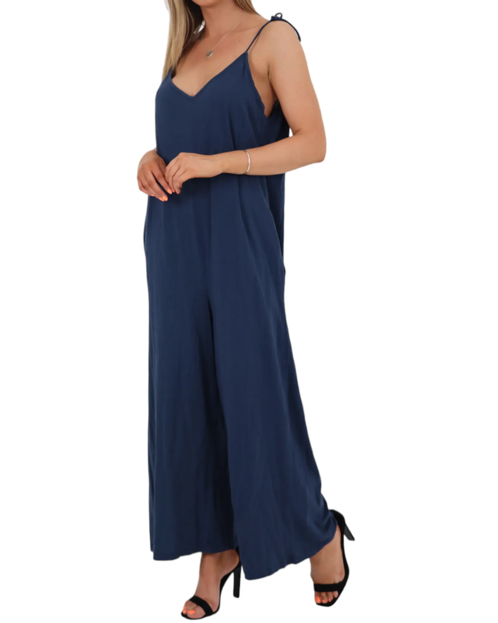 Tie Shoulder Strap Jumpsuits