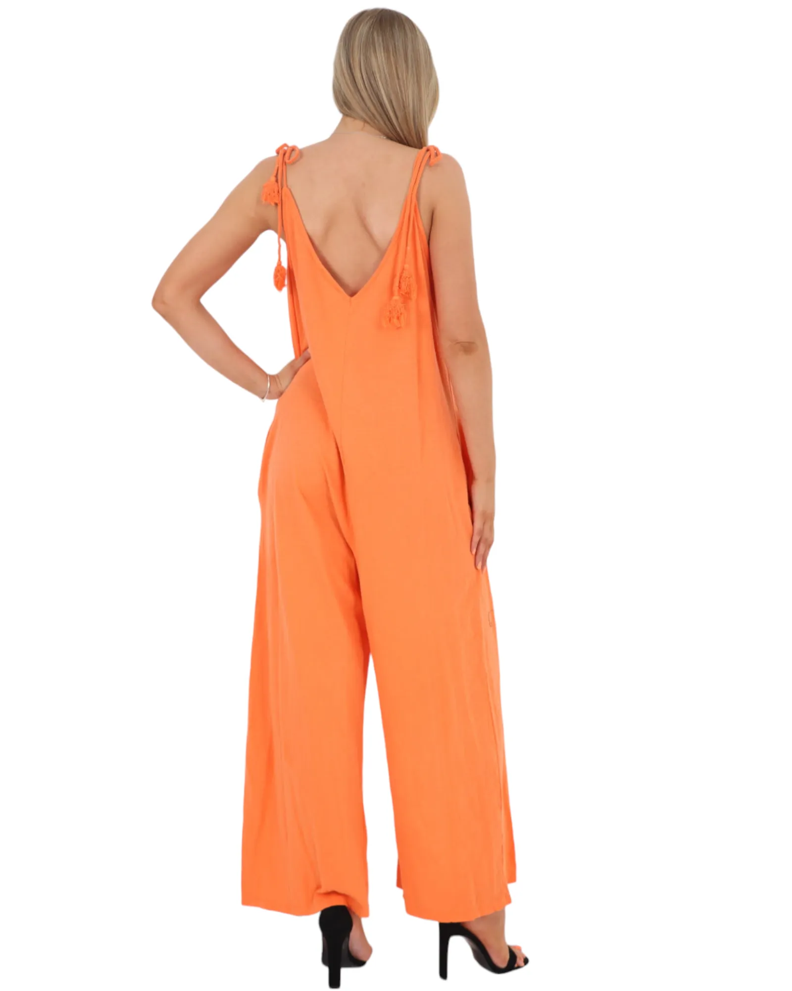 Tie Shoulder Strap Jumpsuits