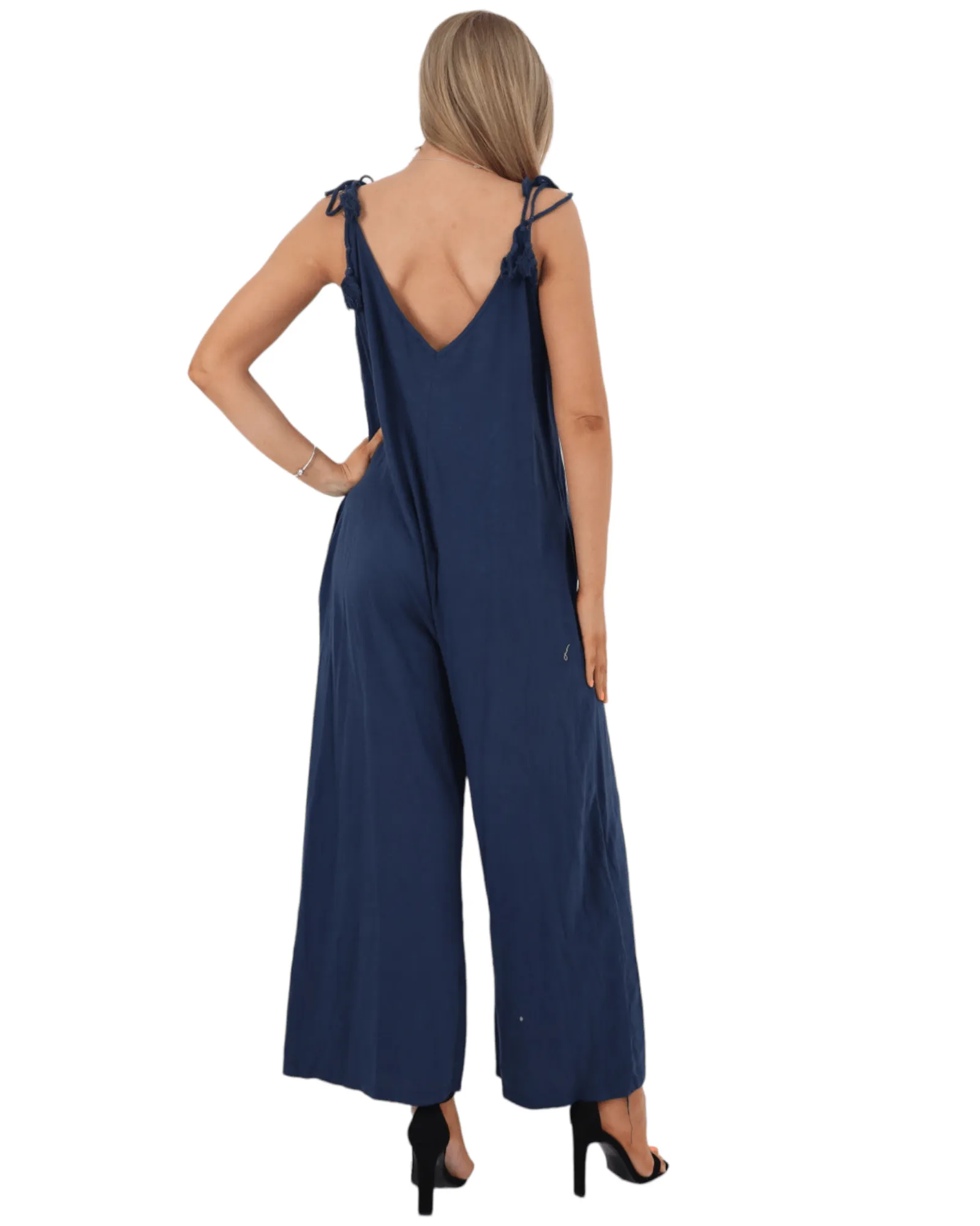 Tie Shoulder Strap Jumpsuits