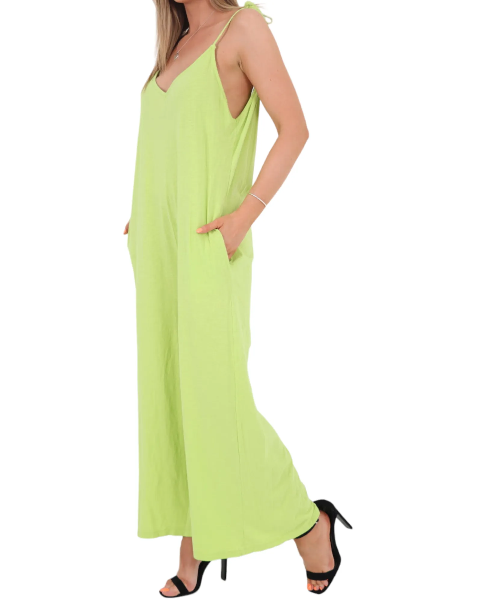 Tie Shoulder Strap Jumpsuits